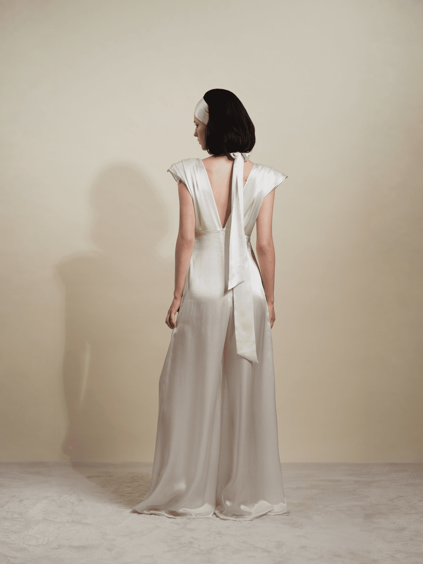 Polka Dot Silk Jumpsuit - Image 4